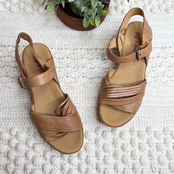 KORKS BY KORK EASE Women’s 10 Martinique Platform Wedge Sandal Leather Tan Boho - Picture 13 of 13